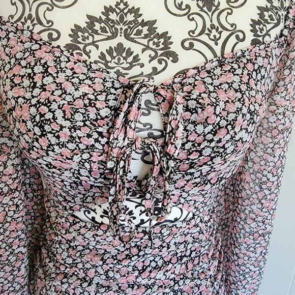 ACOA Floral Print Keyhole Cutout Bodycon Mini Dress - Picture 2 of 4